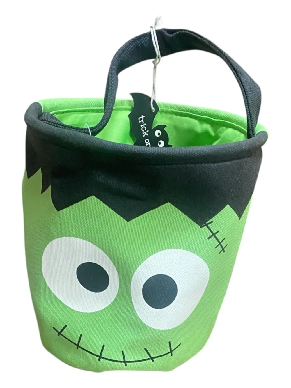 Cute Frankenstein Halloween Treat Bucket - Green & Black